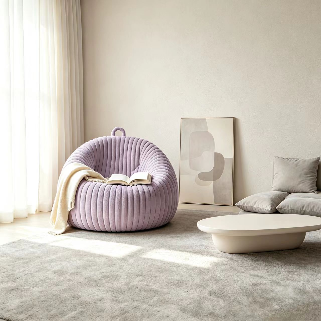 Plush Stuffed Animal Bean Bag Chair – Shredded Foam Filled Soft Lounger – Comfy Storage Sofa for Bedroom & Living Room